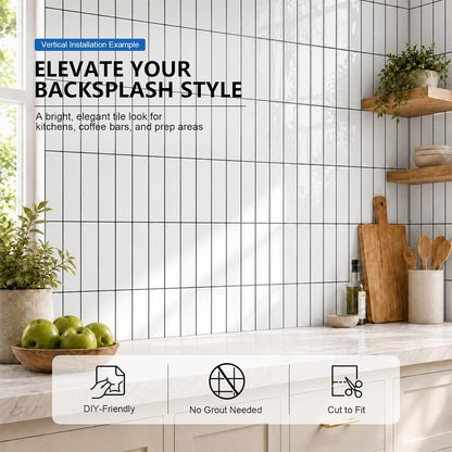 Peel and Stick Backsplash Tiles – Easy DIY Self-Adhesive Subway Wall Tiles, 10 Pack for Kitchen & Bathroom, 11.42'' x 9'' (White Grey)