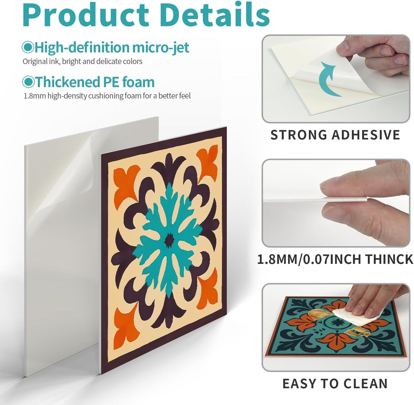 Peel and Stick Backsplash Tile Sticker for Kitchen and Bathroom Walls - 24 Removable 5.9"x5.9" Tiles, Waterproof