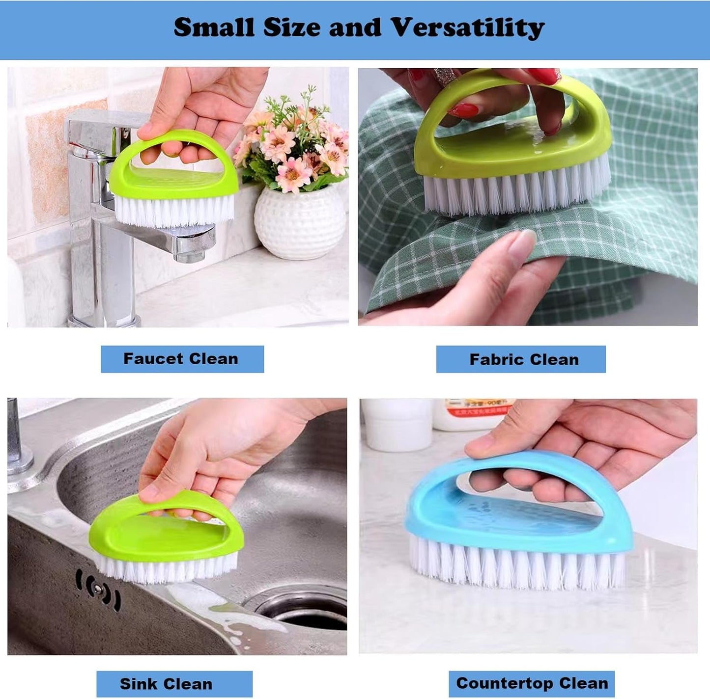 Small Scrub Brush for Cleaning - 4 Pack Scrubbing Brushes with Stiff Nylon Bristles Heavy Duty Cleaning Brush Multi-Purpose Scrub Brushes for Household Cleaning-Small Size