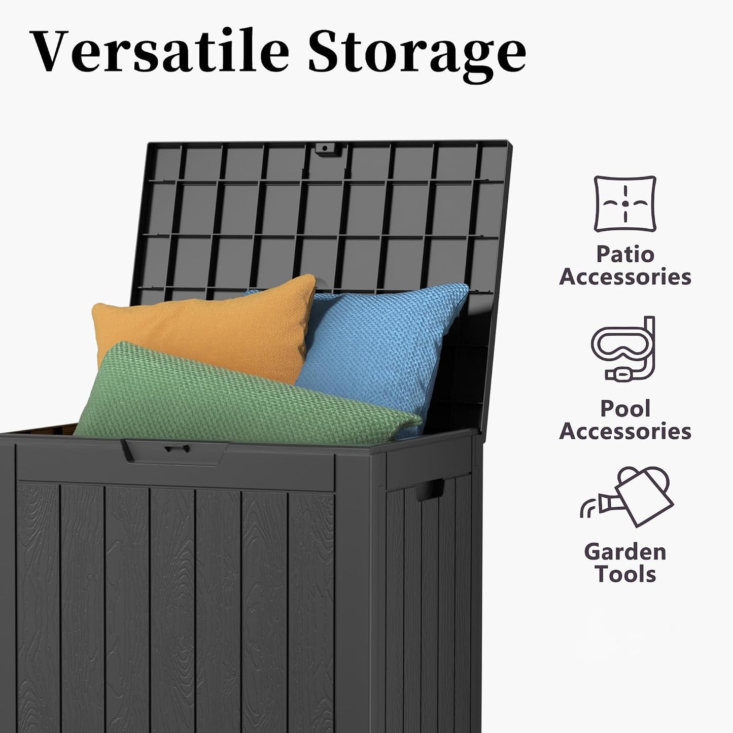 EasyUp 50 Gallon Outdoor Storage Box Waterproof Lockable Deck Boxes | UV Resistant Resin, for Garden Tools Cushions Patio Equipment, 300 lbs Capacity, Portable Design, Easy 16-Min Assembly