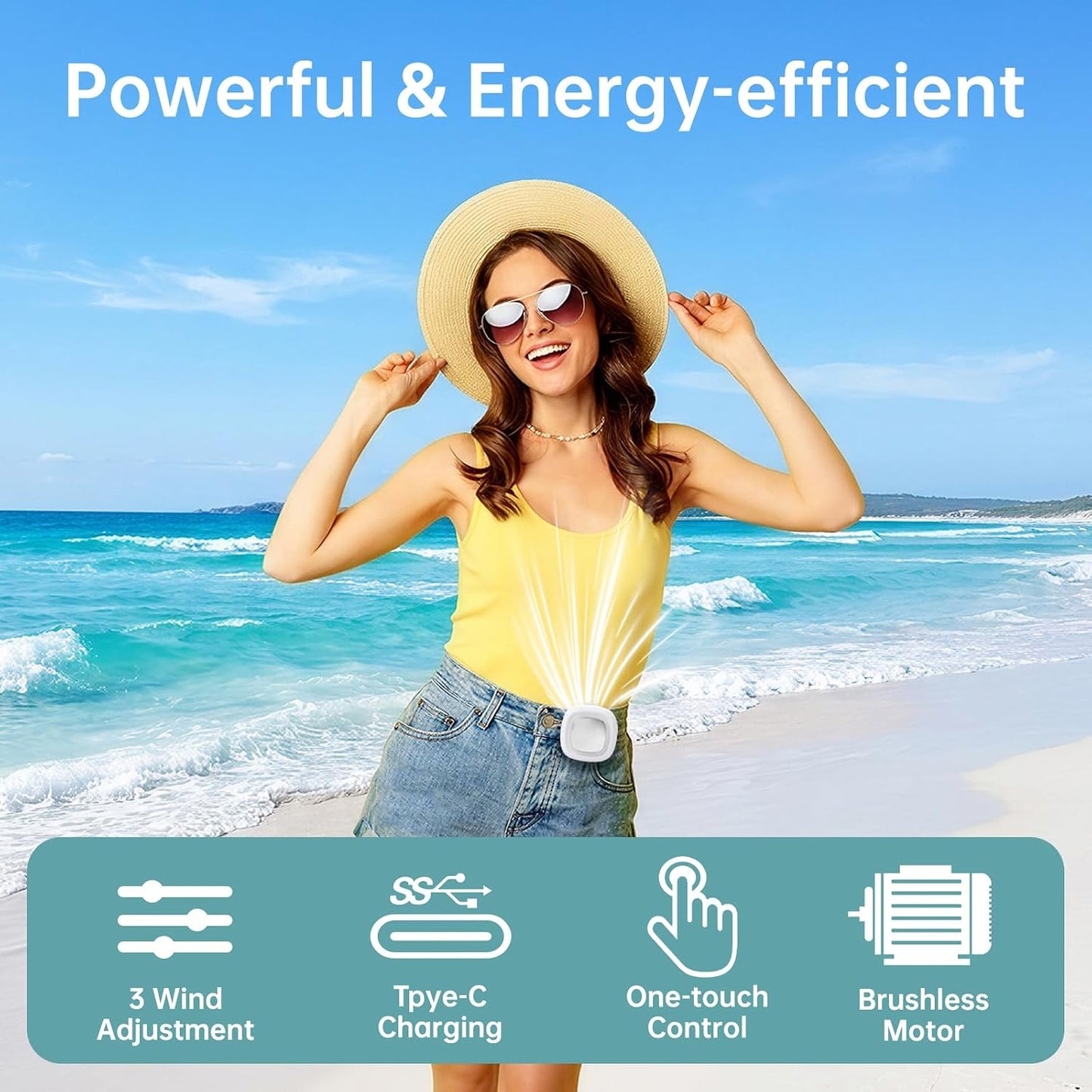 Bladeless Fan Mini Clip On Fan With Light, Portable Silent Mini Bladeless Electric Fan for Shirt & Waist, Adjustable 3-Speed Suspended Whirlwind Fans for Outdoor Travel Office (Green)
