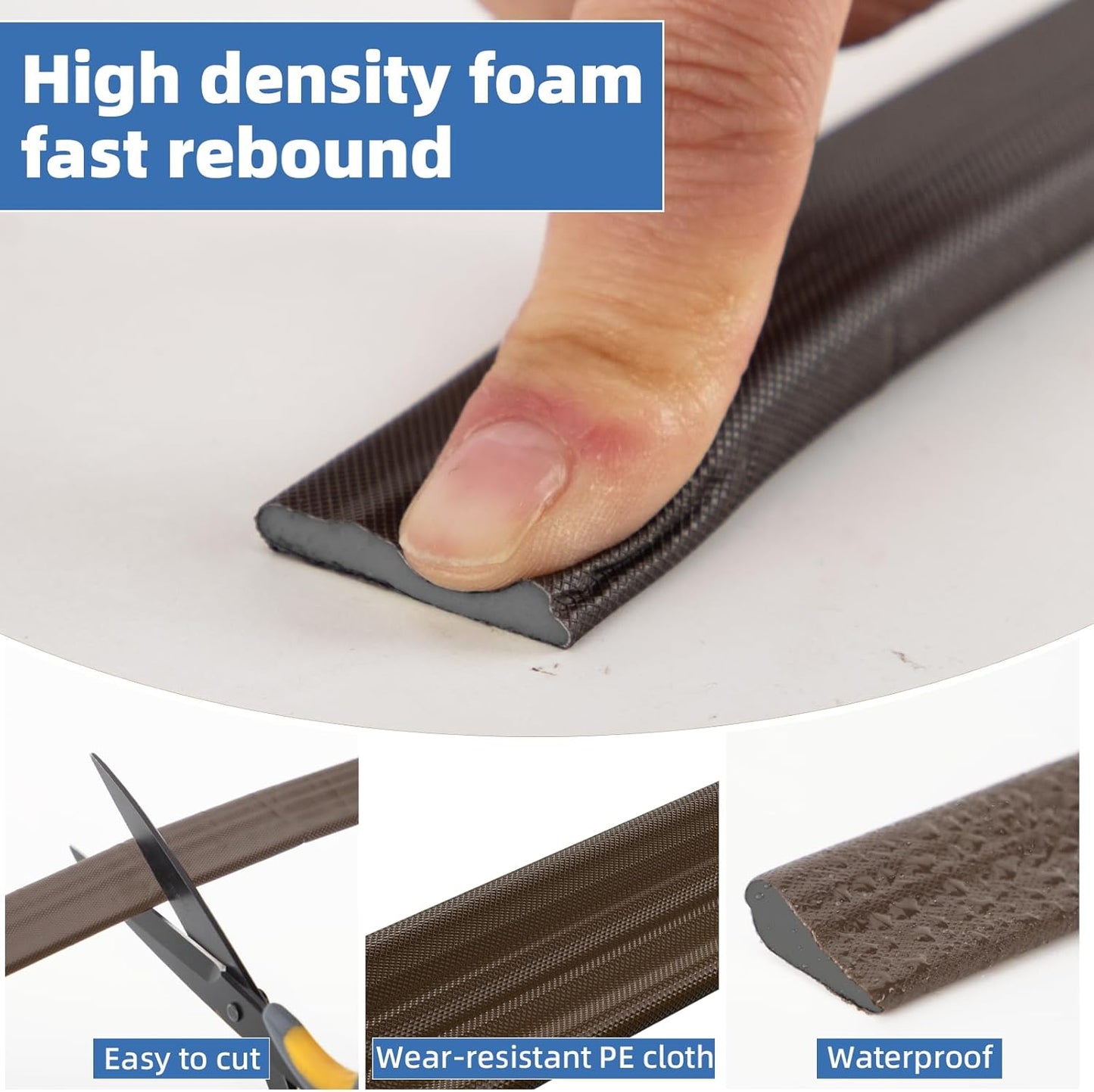 118”Wedge Weather Stripping Door Seal Strip for Door Frame,Self-Adhesive Window Insulation for Winter,Dark Foam Gap Filler for Light Noise Blocker,Front Exterior Door Side Draft Stopper,White