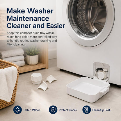 Universal Front-Load Washing Machine Drain Pan, Washing Machine Drain Tray, Leak-Proof Water Catch Drainage Tray, Easy Installation for Basements, Apartments, Mobile Homes, Garages, and Rentals
