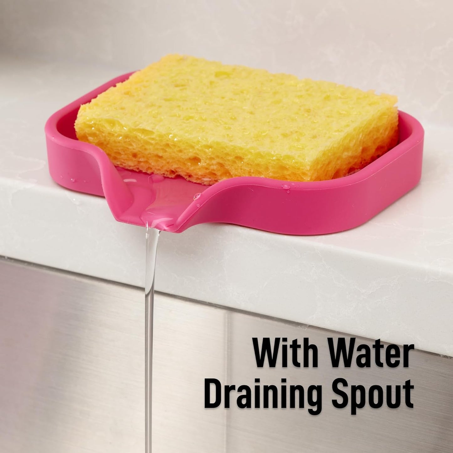 Zulay Kitchen (9x3.5in) Sponge Holder for Kitchen Sink - Flexible Heavy-Duty Multipurpose Sink Caddy - Counter Organizer for Kitchen, Bathroom, Makeup, Trinkets & More! (Grey)
