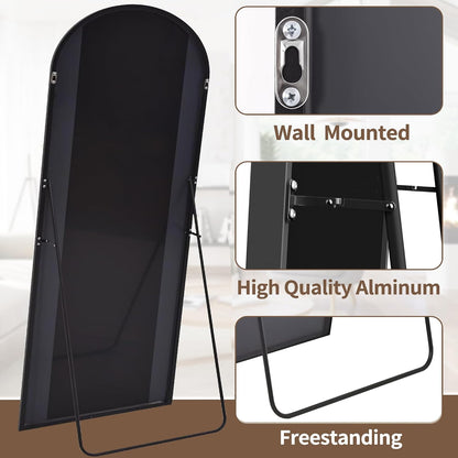 OGCAU Floor Full Length Mirror, 56"x20" Arched Full Body Mirror, Hanging or Leaning, Standing, Wall Mounted with Aluminum Frame for Bedroom Living Room, White