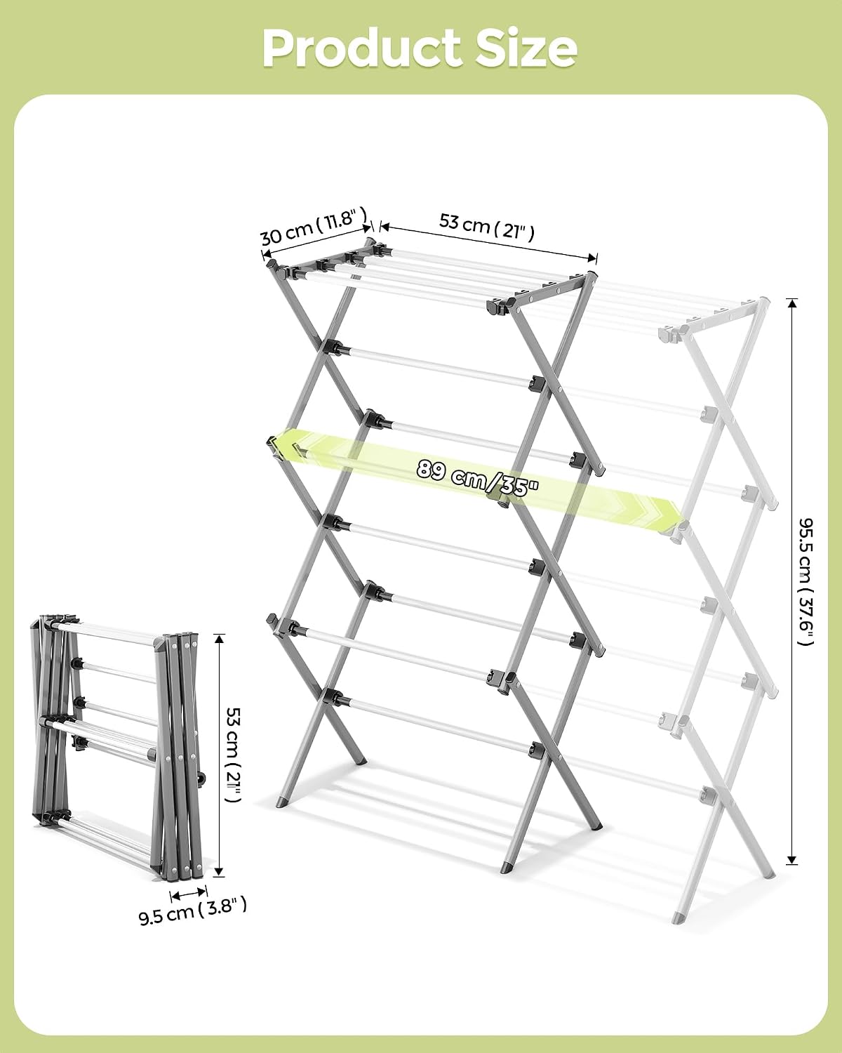 APEXCHASER Drying Rack Clothing - 3 Tier Metal Clothes Drying Rack Collapsible, Laundry Drying Rack Expandable, Small Clothe Airer for Baby Clothes Towel Bib Sock Indoor Outdoor Use(White)