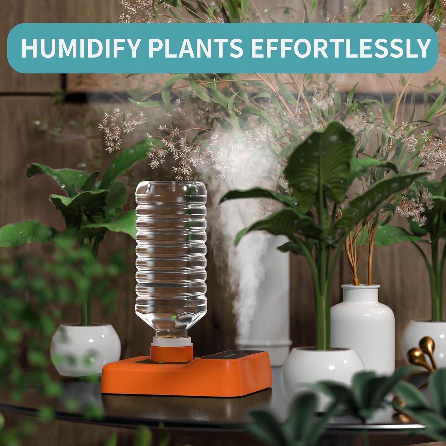 Travel Humidifier, Portable Small Humidifier for Plants, Bedroom, Office, Hotel or Car, Battery Operated Mini Cool Mist Humidifiers, Quiet 23dB, Auto-off, Night Light & BPA-Free, White
