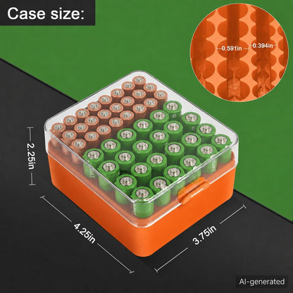 ALCYON Battery Organizer Storage Case, Battery Vault Box Container for 48pcs AA Batteries, Plastic Clear Protective Battery Holder for Travelling/Home/Office (Black, Large)