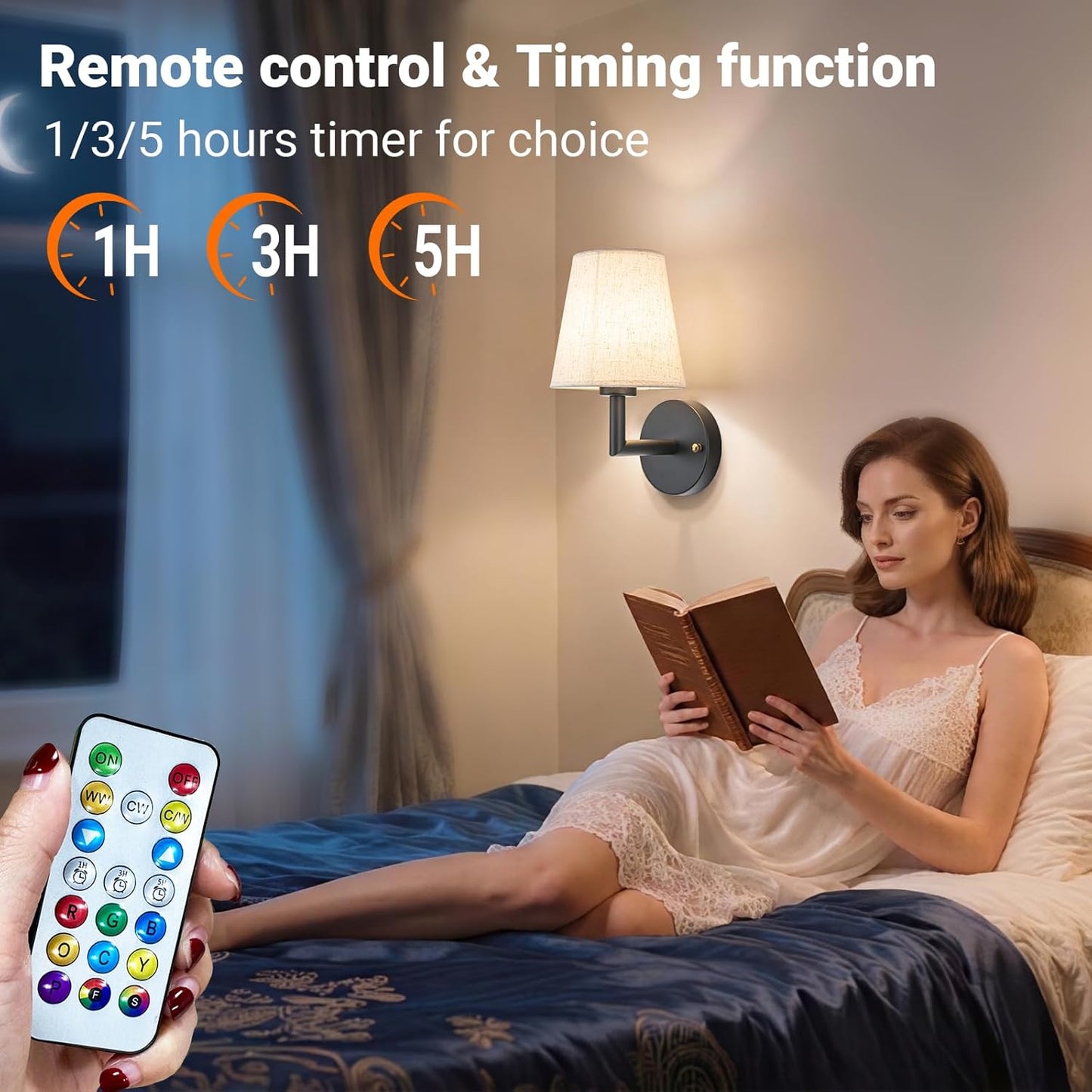 Wall Sconce Battery Operated Wall Light Fixure with Remote Control, Dimmable Battery Operated Wall Sconces Set Of Two, Indoor Wireless Wall Mounted Lamp with Rechargable Bulb For Bedroom Living Room (