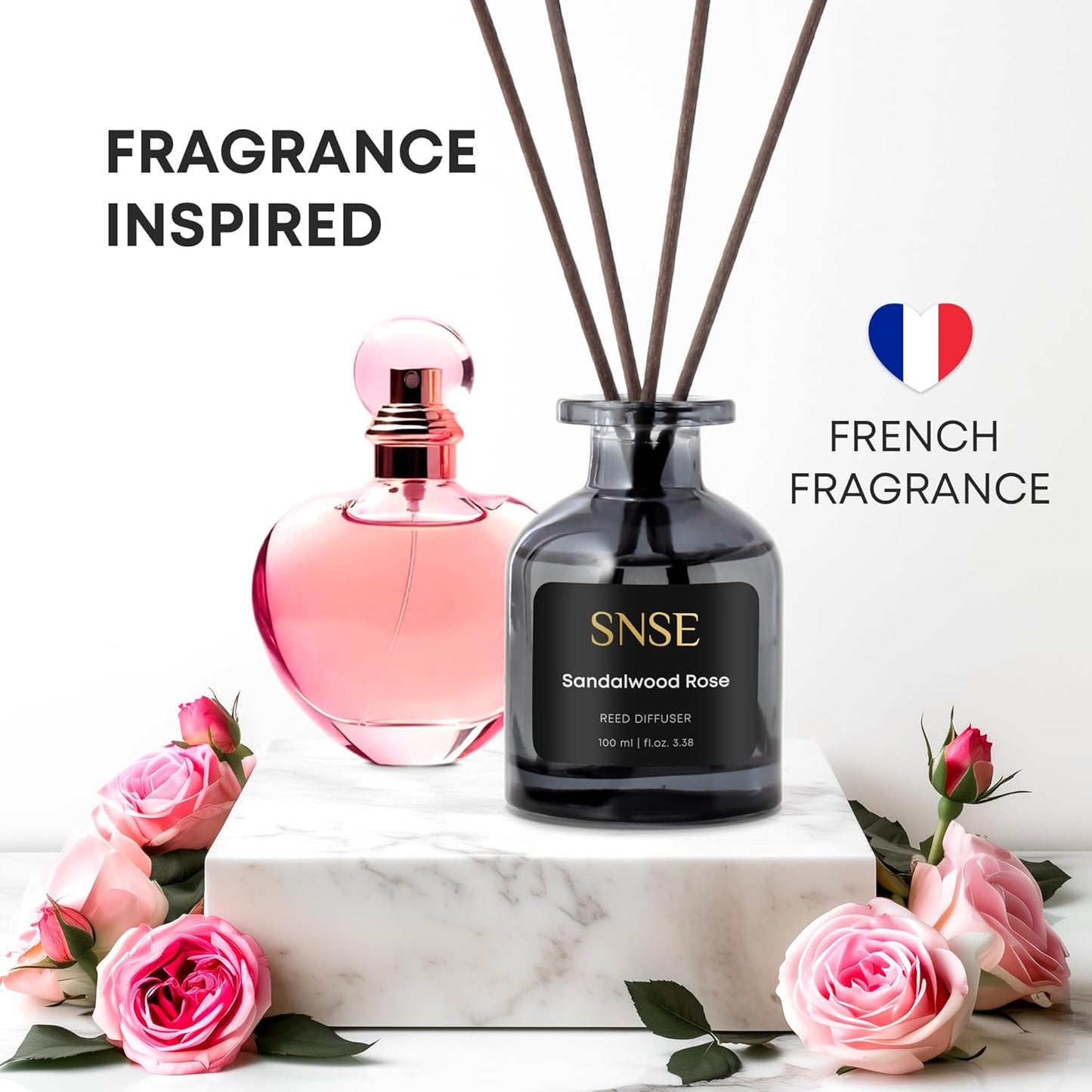 SNSE Clean Linen Reed Diffuser Set | 3.38 oz Scent Fragrance Oil Diffuser for Bedroom, Bathroom, Home Décor and Gift, Decorative Air Fresheners with Sticks