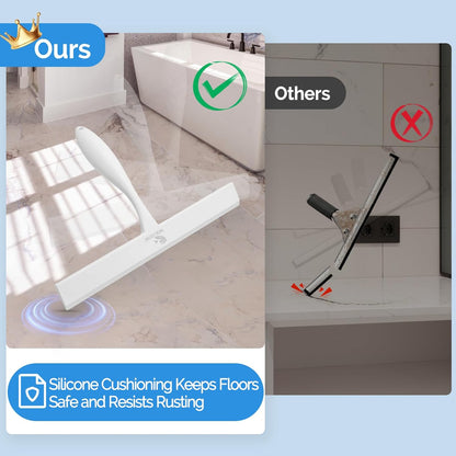 Shower Squeegee for Glass Doors, 11 Inch Ergonomics Anti-Rust Silicone Squeegee with Stainless Steel Frame for Shower Glass Door, Mirrors, Tiles and Windows Cleaning, White