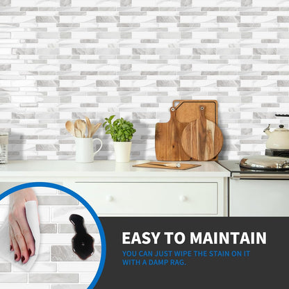 10-Sheet Peel and Stick Kitchen Backsplash Tiles | 3D Waterproof Self Adhesive Wall Tile Stick on Backsplash for Kitchen and Bathroom(Sage Green,12"×12")