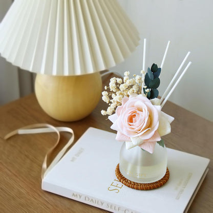 Reed Diffuser Set,4.06 oz Scent Flower Diffuser with 6 Sticks,Home Fragrance,Reed Diffuser for Bathroom Shelf Decor (Jasmine Rose)