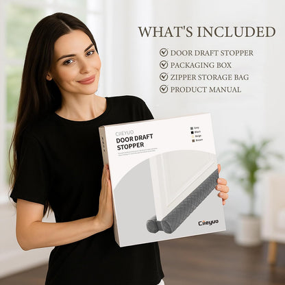 Ciieyuo Premium Velvet Under Door Draft Stopper, 30'' to 36'' Adjustable Gap Filler, Double-Sided Windproof Seal, Easy Install to Block Noise, Cold Air, Light, Dust, and Drafts