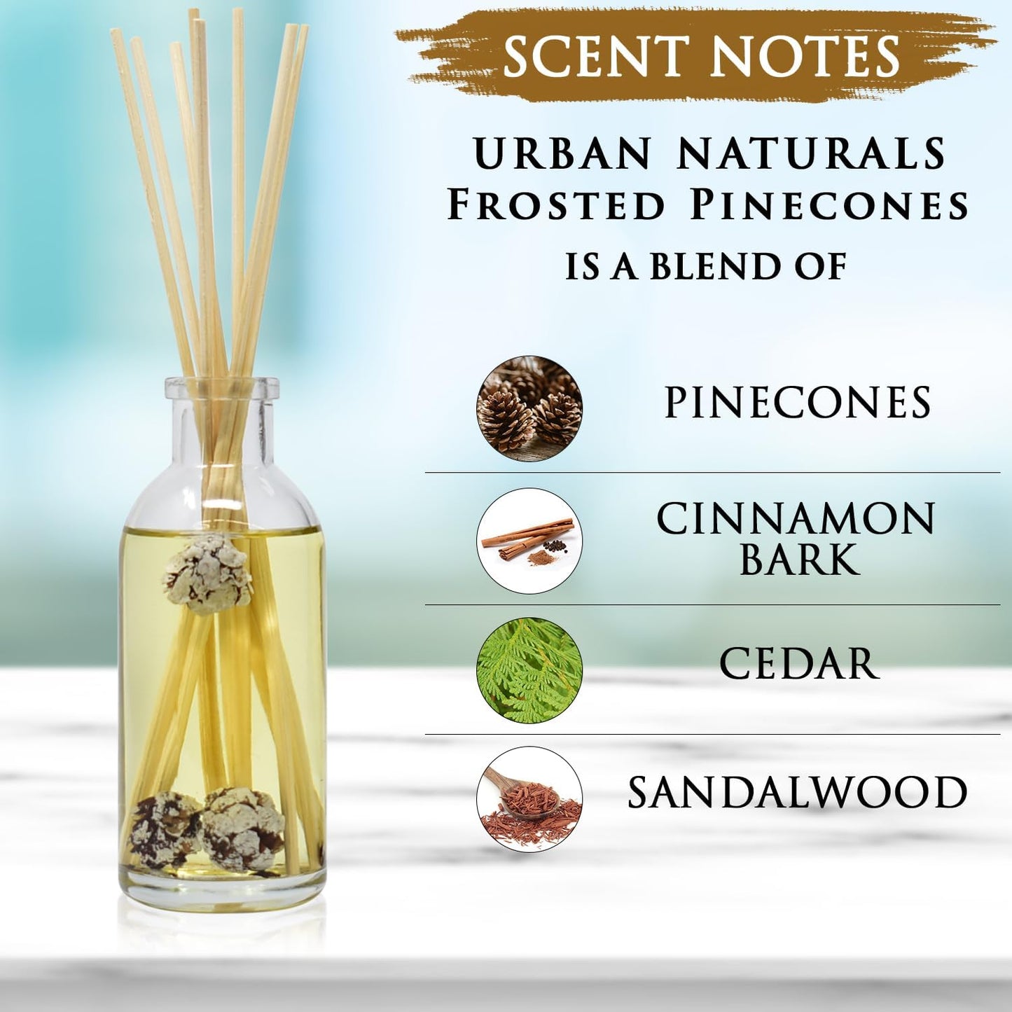 Urban Naturals Smoked Vanilla Reed Diffuser Set with Vanilla Bean, Sandalwood & Leather | Made in the USA - Colors A