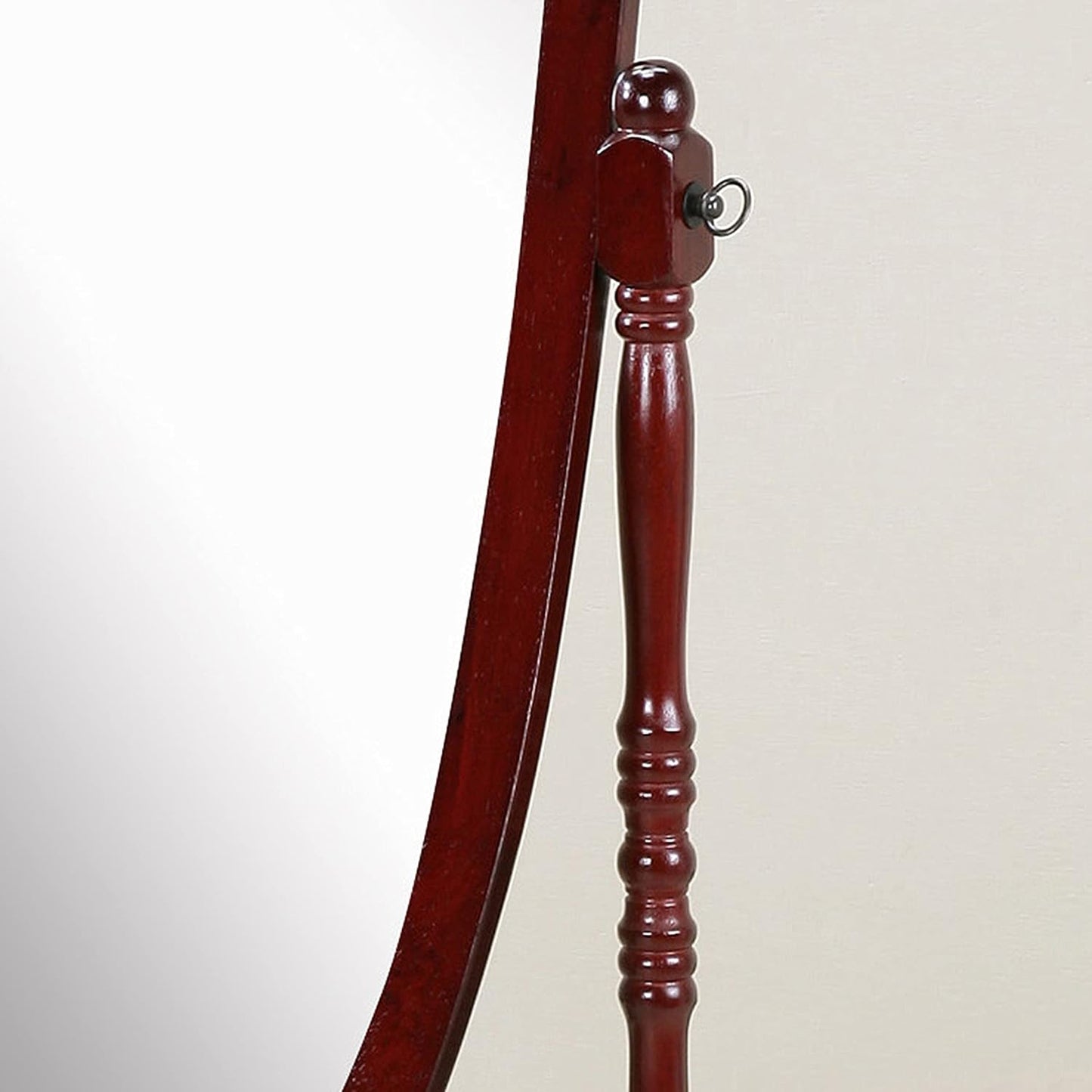 Full Length Mirror with Stand - Traditional Queen Anna Cheval Style in Solid Wood, Freestanding Adjustable Tilting Oval Glass for Bedroom & Dressing Room (Cherry)