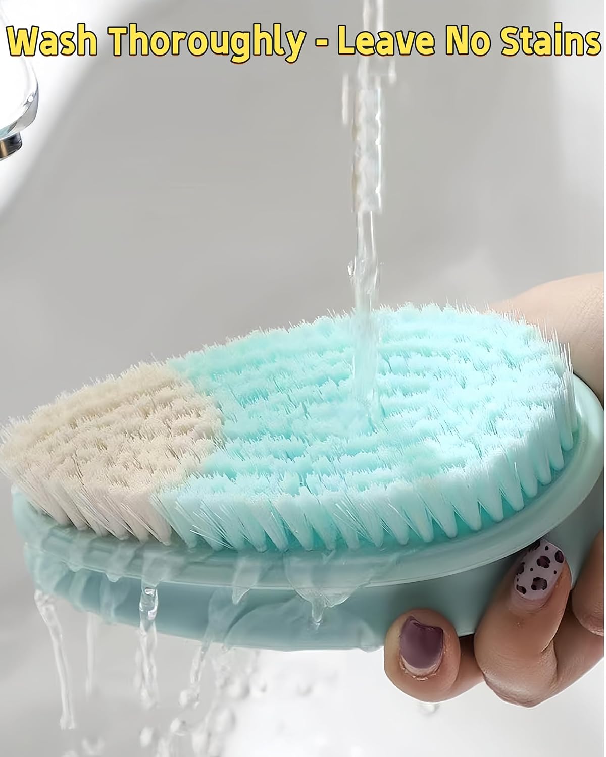 2 Pack Soft Bristle Cleaning Scrub Brush Laundry Brush Scrubber Brush for Clothes, Carpet and Fabric Stain Removal, Scrubbing Brush with Ergonomic Handle (Blue)