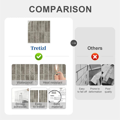 10 Sheets Thicker Design Peel and Stick Backsplash, Self Adhesive Wall Tiles, Stick on Backsplash for Kitchen and Bathroom, 11.8"x11.8",Beige