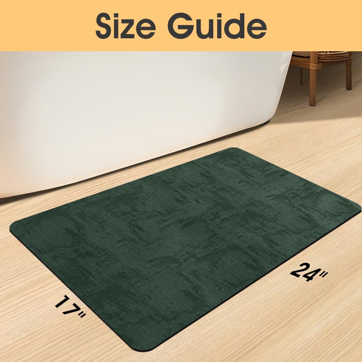 ACCUMTEK Non Slip Bath Mat, Thin Bathroom Rugs Fit Under Door, Quick Dry Bath Mats, Machine Washable Bath Rugs for Bathroom, Bathtub & Kitchen, Grey/Bordered/24 x17