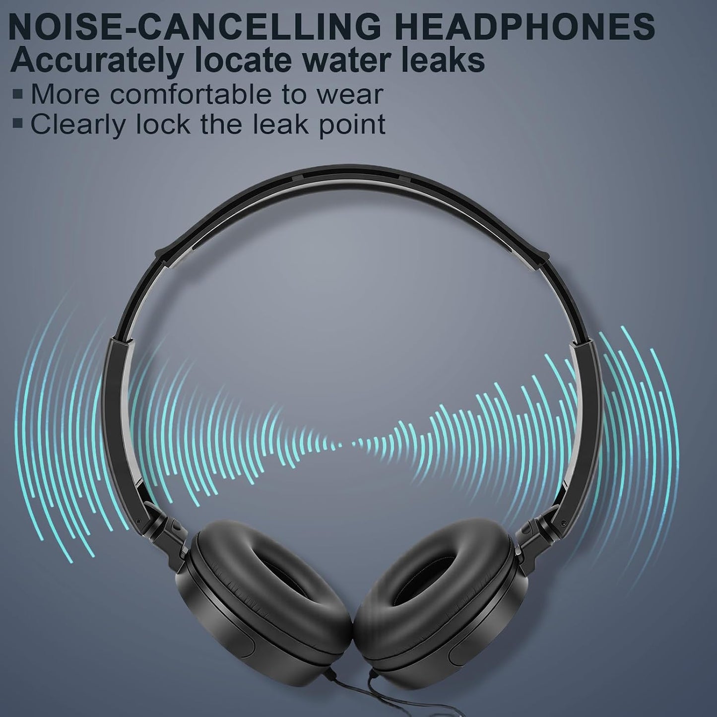 Water Leak Detector, Underground High Sensitivity Water Leak Detector with Headset, Water Leak Detection Device for Water Leakage Detection Construction Pipelines (with Large Earphone)
