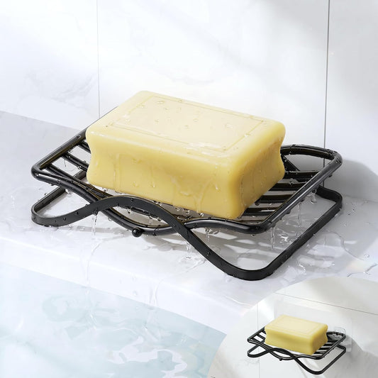 KEGII Self Draining Bar Soap Dish Holder for Shower | Self Adhesive & Free Standing, Stainless Steel, Sponge Holder, For Bathroom, Bathtub, Kitchen Sink