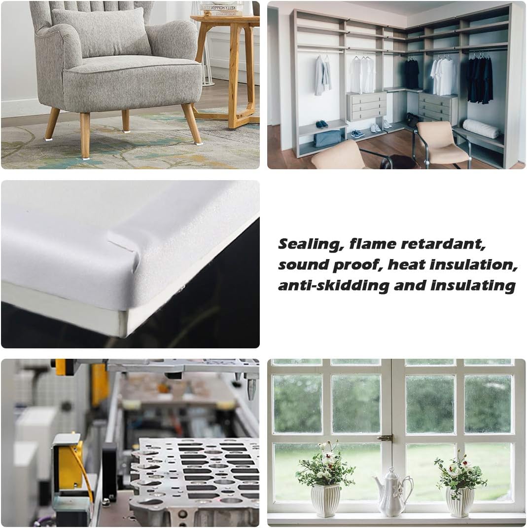 ToLanbbt White Door Window Weather Stripping Self Adhesive Foam Tape High Density Foam Sealing Strip Window Insulation Weatherproof Gasket Tape for Doors and Windows (1/2" W X 1/8" T X 16.5')