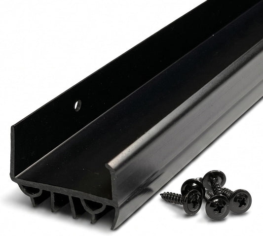 Door Sweep for Bottom of Door, Exterior Door Seal 36”, Fits Standard 1-3/4” Doors, Adjustable Fit, Blocks Draft, Noise, Dust & Bugs, Heavy Duty uPVC, Easy Install with Screws (1, Black)