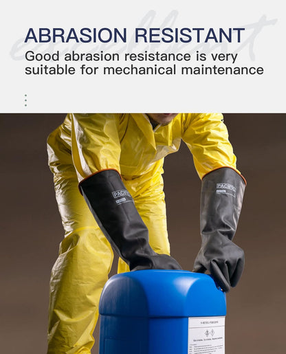 PACIFIC PPE Heavy Duty Latex Chemical Gloves, Strong Acid Resistance Rubber Gloves, Against Alkali and Oil, 22", 1 Pair