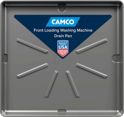 Camco Washing Machine Drain Pan - Features a Durable Plastic Construction, 1-inch/1.5-inch PVC Drain Fitting, and Measures 30-inches (L) x 32-inches (W) x 2 ½-inches (H) (OD) (20750)