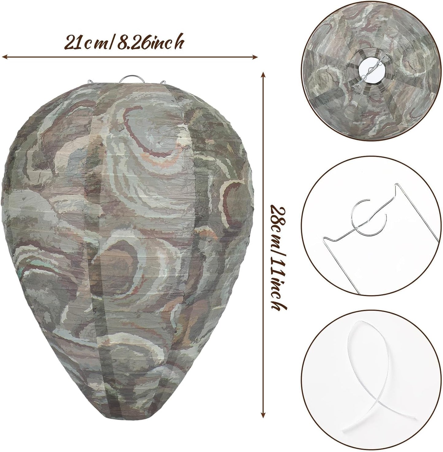 DECYOOL 6 Pack Paper Fake Wasp Nests Decoys for Yellow Jackets and Wasps | ﻿ Oversized Paper Build, Eaves/Garbage/Pool Areas, Territorial Hive Mimicry, Hanging Design,Easy Mount