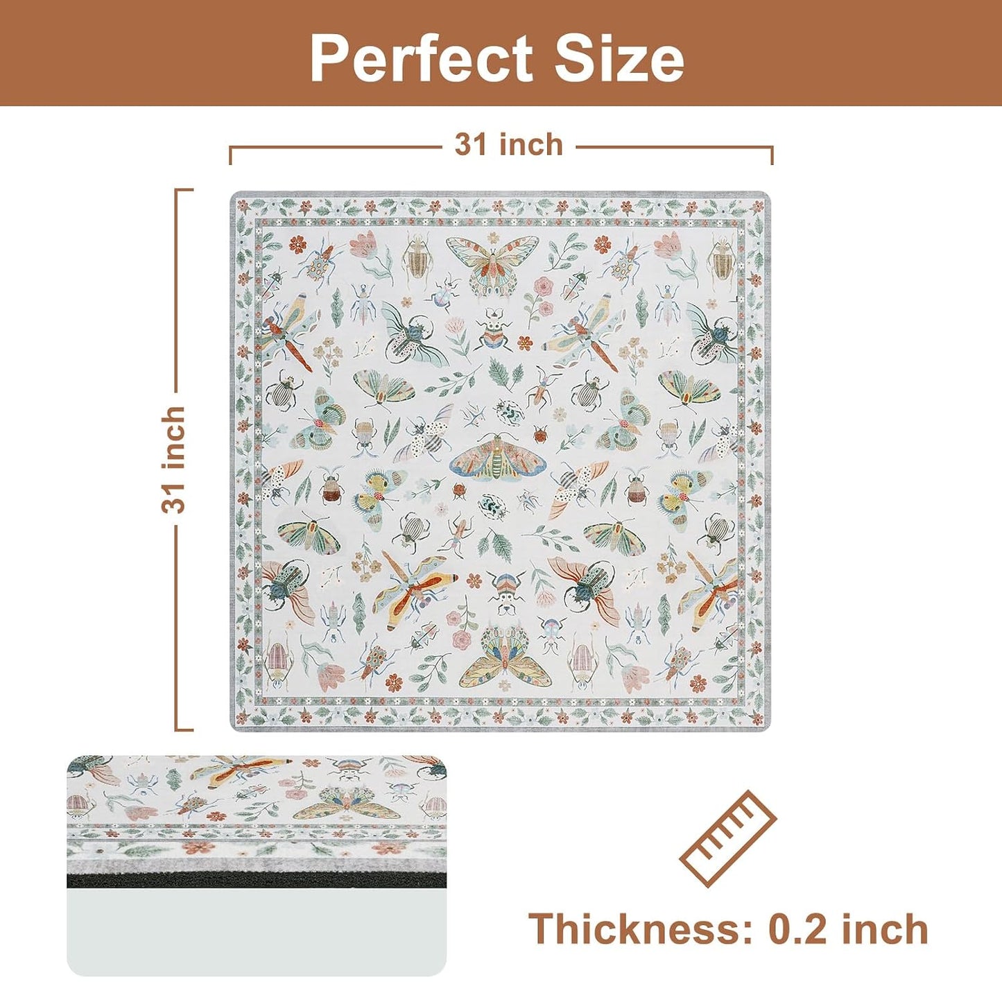 OJIA Insect Print Stair Treads Non Slip Stair Runners for Wooden Steps Indoor, 15PCS 8"x30" Rubber Backing Carpet Treads for Wood Stairs Staircase Step Treads for Kids & Dogs, Stair Covers, Black