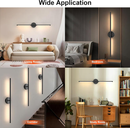 Tartek Battery Operated Wall Sconces Set of Two, Rechargeable Wall Lights with Remote Control, Dimmable 3000K-6000K LED Wall Lamp, 360°Rotate, Long Wireless Sconces for Living Room, Bedroom