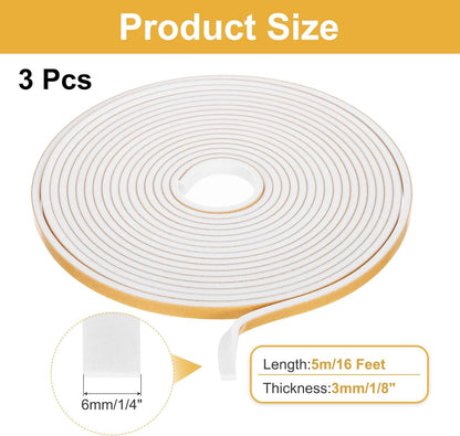 MECCANIXITY Weather Door Seal Strip Tape, Door Insulation Stripping Single Side Strong Self Adhesive Foam Tape Gap Filler for Door, Window, 1/4 Inch x 1/16 Inch x 32 Feet White 2 Pack