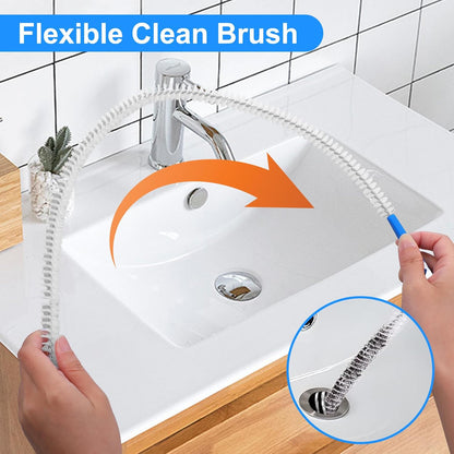 Yuanchu 4 Pack Flexible Drain Cleaning Brush, Sink Pipe Cleaners Drain Clog Remover Tool with Nylon Bristles Rust-Resistant Sink Unblocker Tool for Toilet Kitchen Shower Sewer Tub