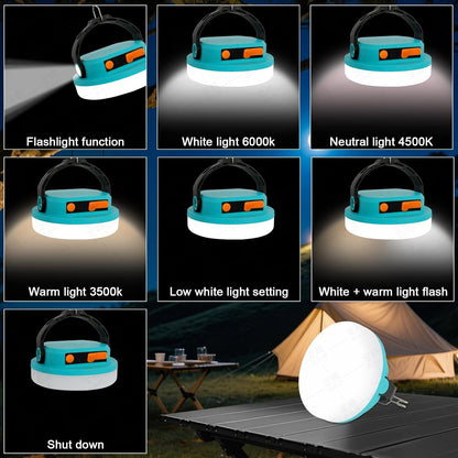 Camping Light Rechargeable, LED Camping Lantern for Power Outages, Waterproof Emergency Tent Light for Camping with Magnet Hook, Power Bank & Flashlight, 100W 6000mAh, Army Green