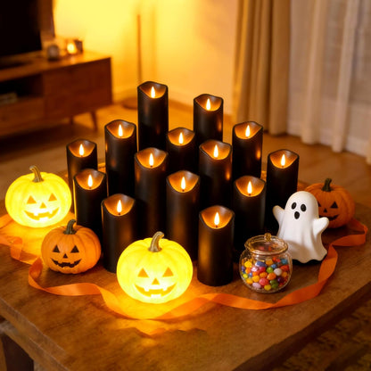 kakoya Flickering Flameless Candles Battery Operated with Remote and 2/4/6/8 H Timer Plexiglass Led Pillar Candles Pack of 9(D2.3 xH5.5 6.5" 7.5") with Realistic 3D Wick Candles for Home Decor(Ivory)
