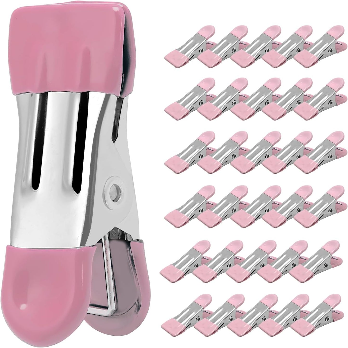 Clothes Pins Heavy Duty, 30 Pack, 2.17 Inch Metal Chip Clips, Clothespins for Photo Drying Clothesline Laundry Sock, Bag Clips for Food Kitchen Stainless Steel with Rubber, 6 Colors