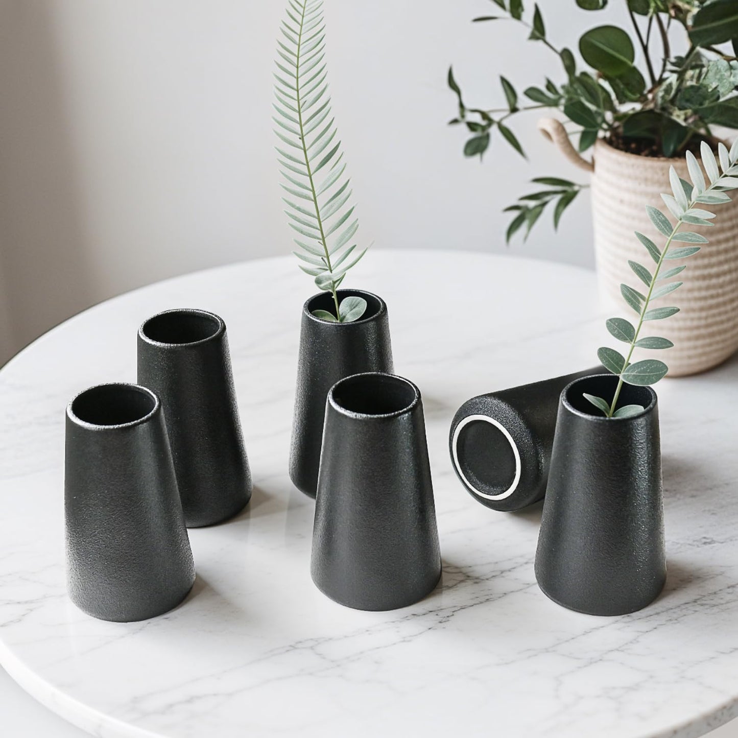 Modern Small Flower Vases 8 Pack - Ceramic, White