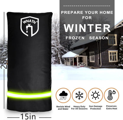 2pcs Outdoor Faucet Cover for Winter Freeze Protection,28" L x 15" W,Waterproof Outdoor Large Spigot Covers Winter Insulated (Black)
