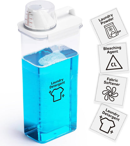 Laundry Detergent Dispenser-1 Pack, Detergent Dispenser with 4 Removable Labels, Laundry Soap Dispenser for Laundry Room Organization and Storage, BPA Free & PET Plastic Clear (98 oz)