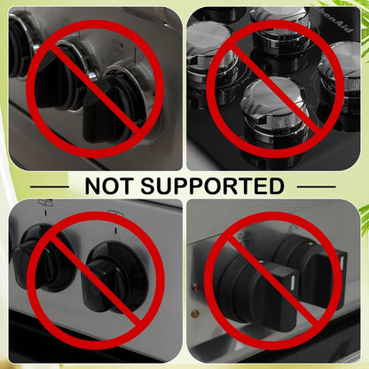 Stove Knob Covers for Child Safety, Black Gas Range Protectors for Baby Proofing Heat Resistant Oven Guard Locks Fits Button Under 2.4" Diameter Secure Under-Knob Anchor Fit Plastic Heat Resistant 5Pc