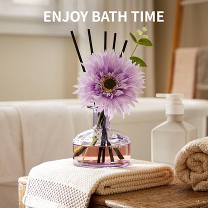 Reed Diffusers Set, 7.10 oz Flower Scented Diffuser with 7 Sticks, Long Lasting Home Fragrance for 120 Days, Perfect for Bathroom, Shelf Decor, Air Fresheners