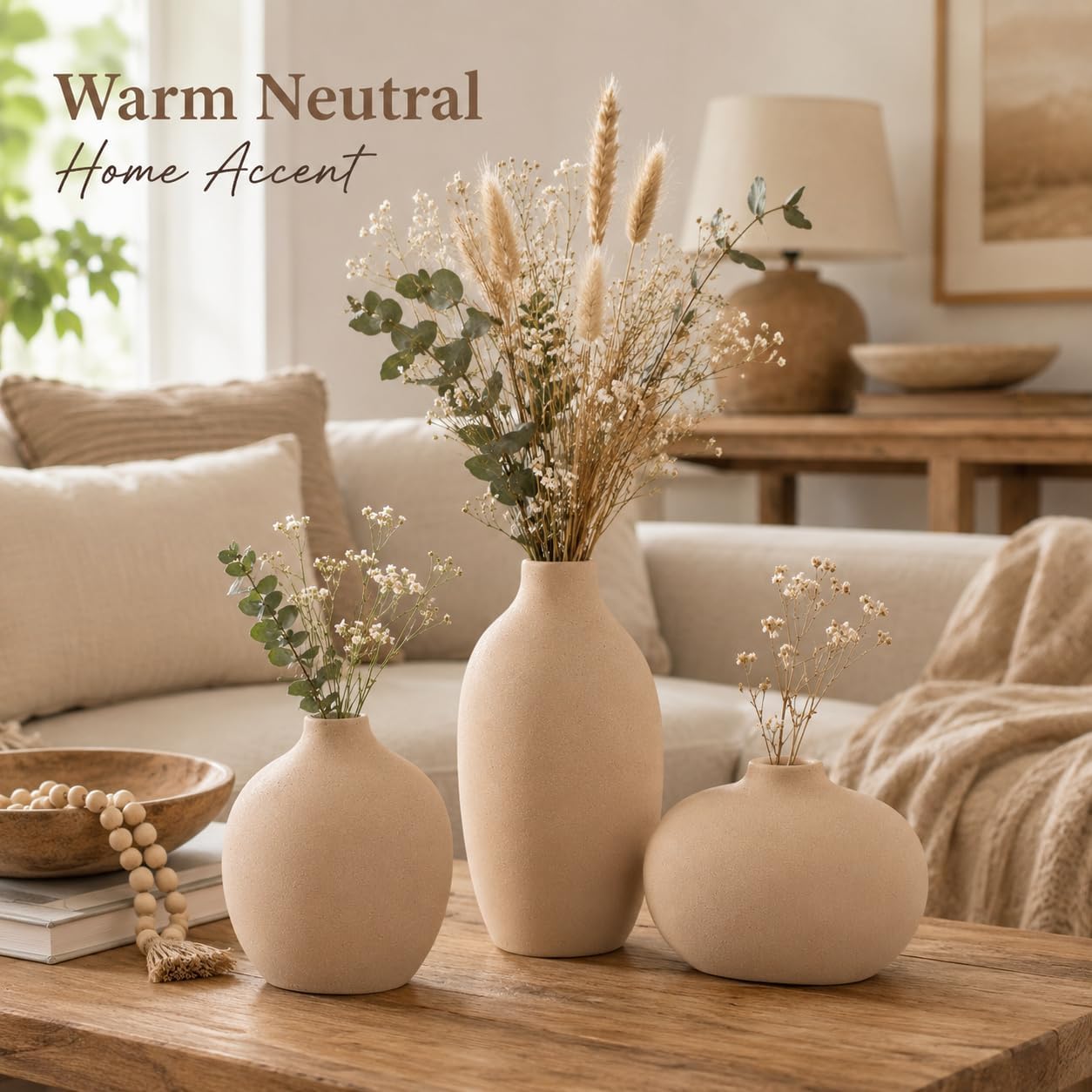Small Ceramic Vase Set of 3,Bulk Mini Bud Vases for Flowers and Pampas Grass,Cute Boho Ellipse Home Decor for Coffee Table Centerpieces,Living Room,Office,Bookshelf,Entryway Decor (Green Floral)