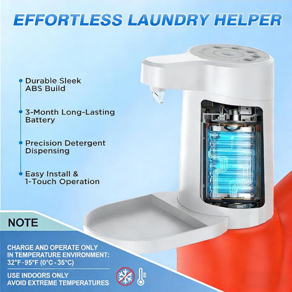 Electric Laundry Detergent Dispenser Pump, One-Press 15-75ml, Fast Dispense from-Large-Container, Rechargeable 2Ah, No-Spill, for Liquid Soap, Fabric Softener, Laundry Room Organization (White)
