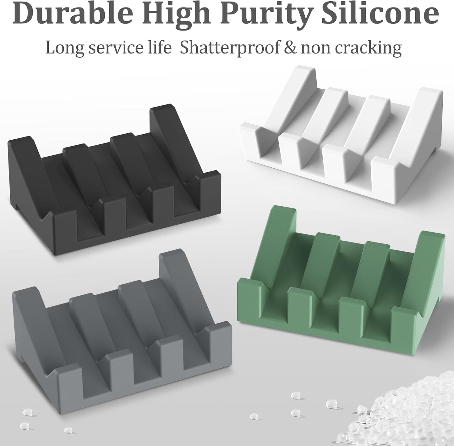 Silicone Soap Dish Set,3PCS Self Draining Soap Holder for Bar Soap | Self draining silicone soap dish with drainage,waterfall design keeps bar soap dry,extended soap holder for shower,bathroom