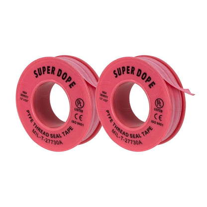 PROCURU 10-Pack 1/2" x 520" Professional Grade Pipe Thread Sealant 4-Mil Pink PTFE Plumbing Teflon Tape, for Water and Gas