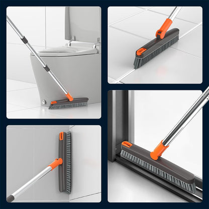 AIR U+ Grout Brush with Long Handle 180° Swivel Scrub Brush with Tweezers to Hair Clip V-Shape Grout Line Scrubber Stiff Bristles for Deep Cleaning Crevice, Tile Line, Shower, Kitchen, Corners
