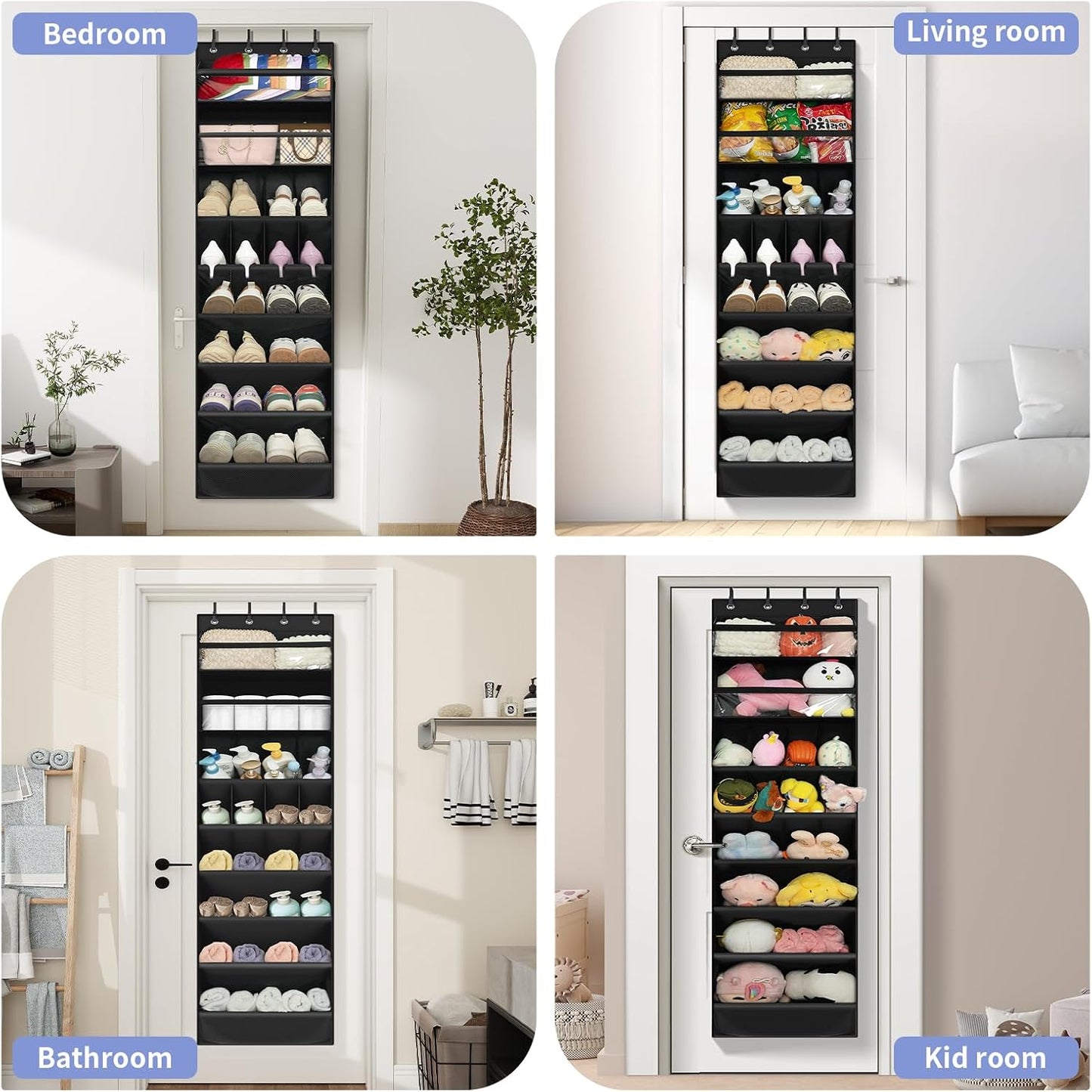 FENTEC 1 Pack Over-the-Door-Shoe-Organizers,Hanging Organizers with Large Pocket Shoe Holder Hanging Shoe Rack for Closet Shoe Organizer for Wall, Over Door Organizer with 15 Pockets Gray