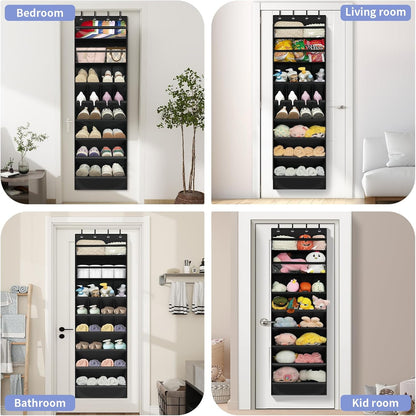 FENTEC 1 Pack Over-the-Door-Shoe-Organizers,Hanging Organizers with Large Pocket Shoe Holder Hanging Shoe Rack for Closet Shoe Organizer for Wall, Over Door Organizer with 15 Pockets Gray