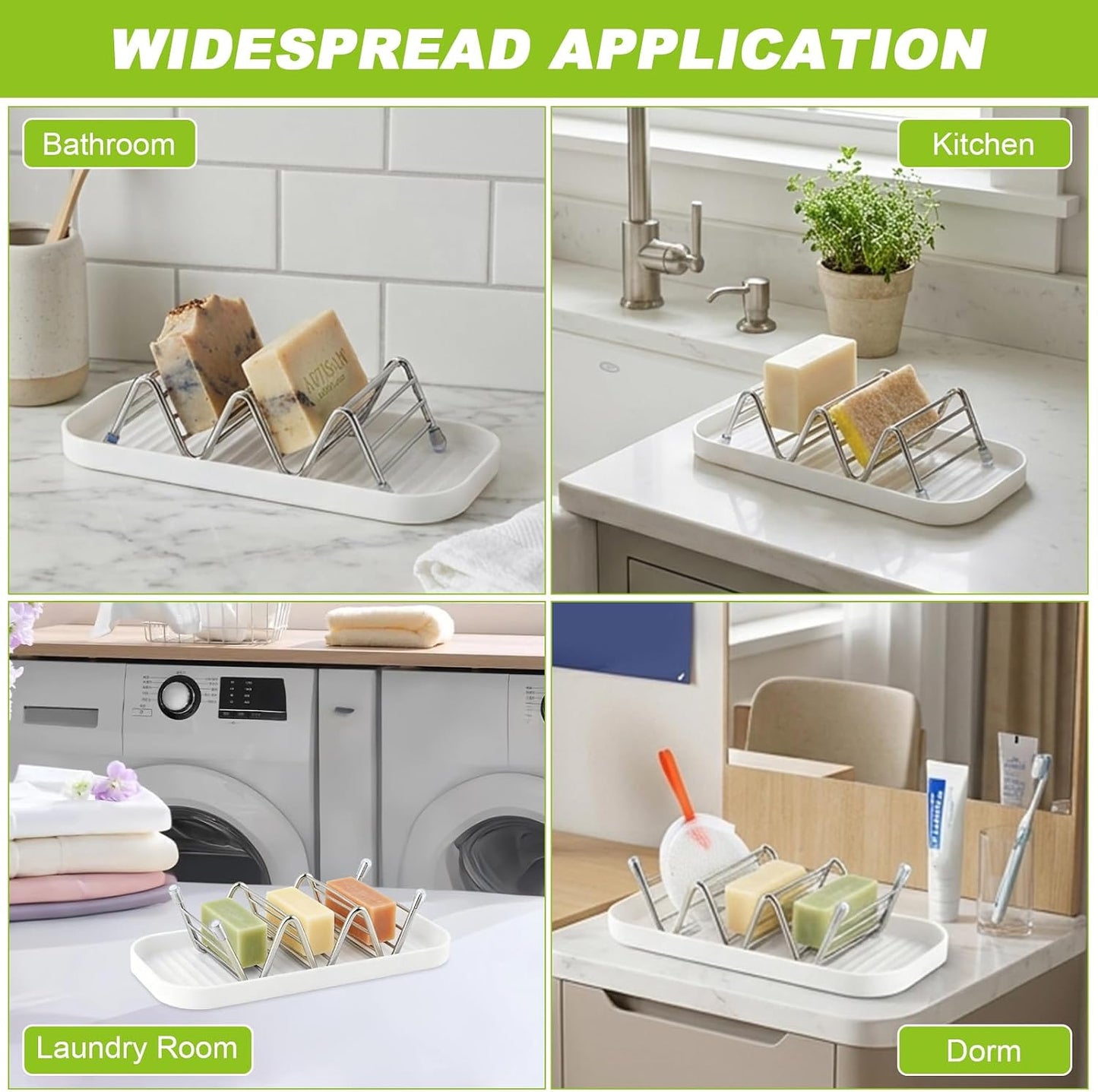 Multi-Purpose Wave Shampoo Bar Holder, Shampoo Bar Holder with Removable Drip Tray & Lather Net, Self Draining Quick Dry Bar Soap Holder for Shampoo Bars & Soap (3-Slot)